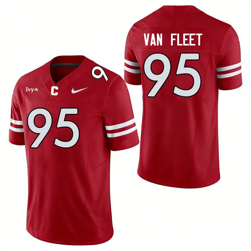 Cornell Big Red #95 Maxwell Van Fleet College Football Jerseys,Uniforms Stitched-Red
